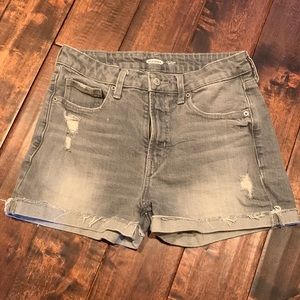 Old Navy - 6 grey distressed high waist jean denim shorts. Like new